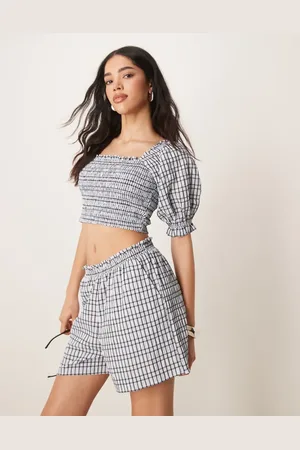 ASOS Pantalones cortos azules a cuadros de sirsaca de (parte de un conjunto)