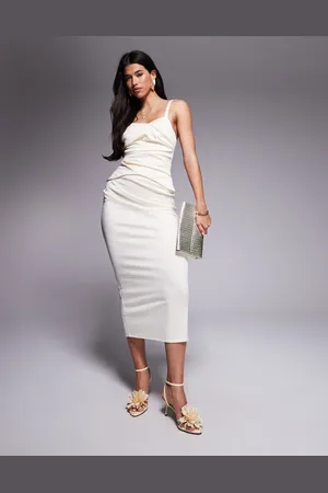 ASOS Vestido midi con cuerpo plisado estructurado de