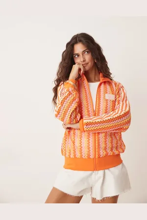 adidas Chaqueta de chándal rosa y naranja de croché de
