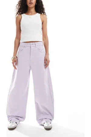 ASOS Vaqueros lilas de corte barrel y talle alto de -Morado