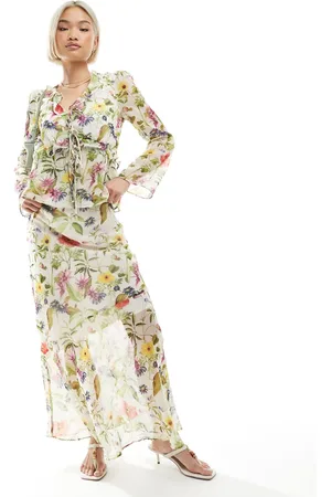 French Connection Falda larga blanca con estampado floral Hallie de (parte de un conjunto)-Multicolor