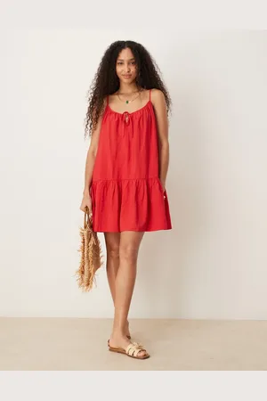 JDY Vestido corto con bajo de sobrefalda de
