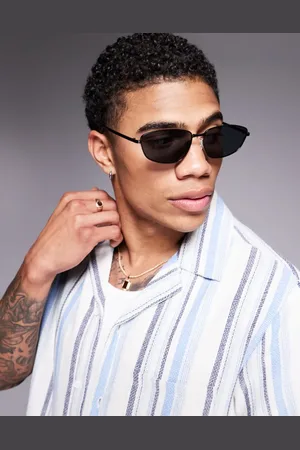 ASOS Gafas de sol negras angulosas de metal con lentes ahumadas de