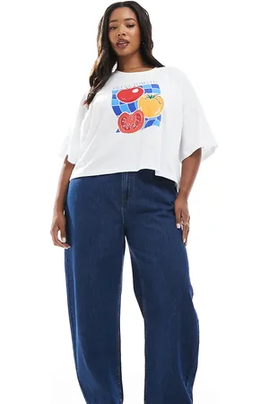 ASOS Vaqueros de pernera barrel con acabado enjuagado de ASOS DESIGN Curve-Azul marino