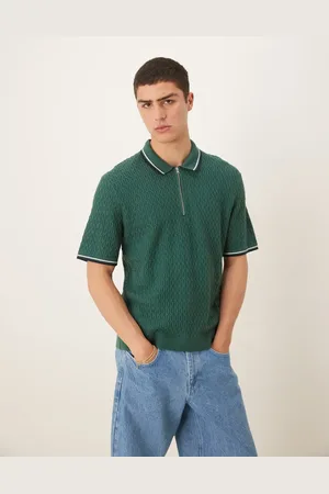 Abercrombie & Fitch Polo con media cremallera y ribetes en contraste de punto de
