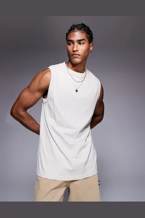 ASOS Camiseta color piedra sin mangas con cuello redondo de -Neutro