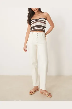 ASOS Vaqueros blancos de pernera recta con tapeta de botones de