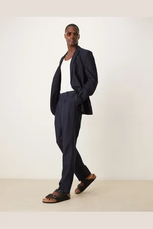 MANGO Pantalones de corte slim de mezcla de lino de (parte de un conjunto)