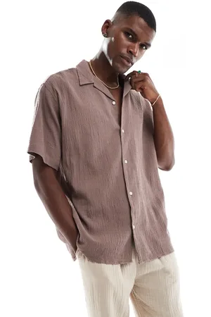 JACK & JONES Camisa con cuello de solapas de tejido texturizado efecto rugoso de