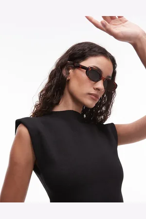 MANGO Gafas de sol marrones efecto carey con montura ovalada de