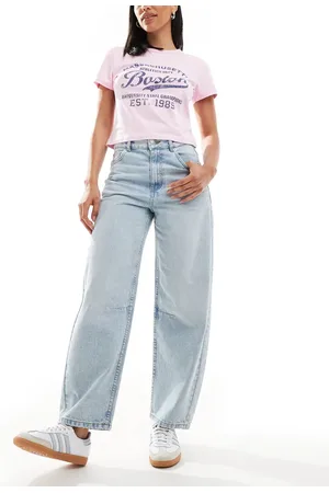 ASOS Vaqueros capri de corte barrel con lavado claro y trabilla ajustable de -Multicolor