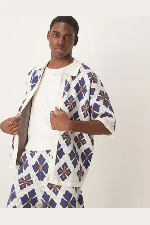 ASOS Polo holgado con diseño estampado y botones de punto de (parte de un conjunto)