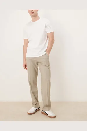 ASOS Pantalones de vestir color jaspeado de pernera recta con detalles regulables a los lados de -Gris