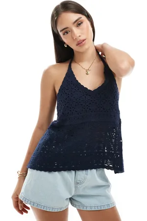Hollister Top de cuello halter de croché de -Verde