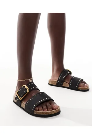 ASOS Sandalias negras con plantilla moldeada y tachuelas Fallon de