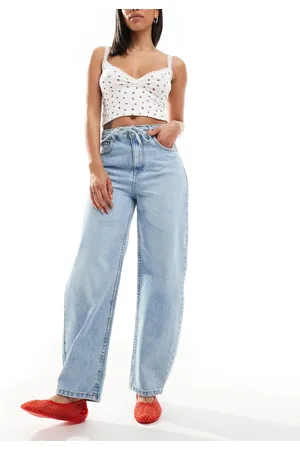 ASOS Vaqueros de pernera barrel con lavado pálido y cinturón de -Azul