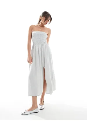 Hollister Vestido midi color a rayas sin tirantes con cintura caída de -Verde