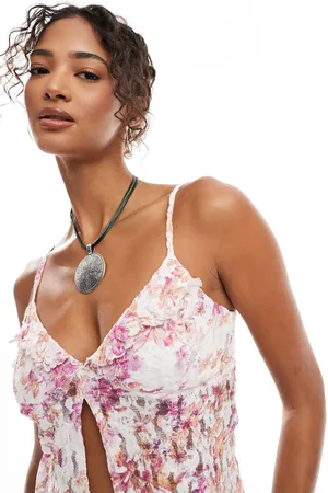 ASOS Top de tirantes estampado con , abertura delantera y volante Mix & Match de -Multicolor