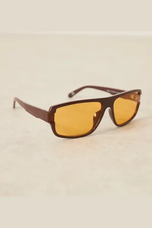 ASOS Gafas de sol marrones de estilo aviador con lentes ámbar de
