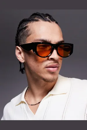 ASOS Gafas de sol negras de estilo aviador con lentes ámbar de