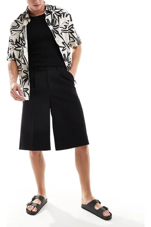 ASOS Pantalones cortos de vestir negros de corte ancho alargado de