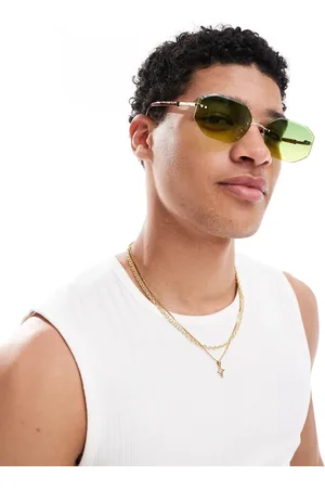 Only & Sons Gafas de sol verdes y efecto carey de estilo retro con montura al aire de