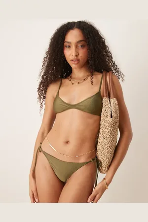 MANGO Top de bikini verde de corte reducido de
