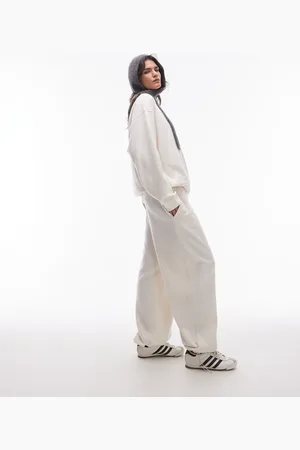 Topshop Joggers color con bajos ajustados de tejido cepillado de -Blanco