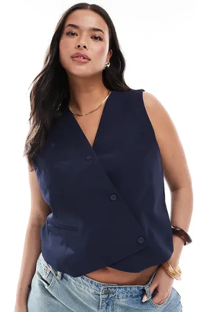 ONLY Chaleco de traje azul marino con detalle asimétrico de