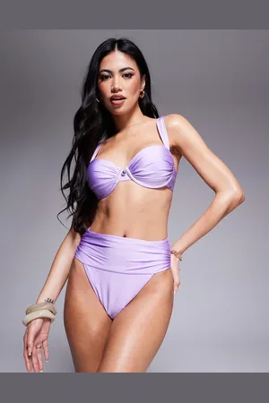 Boux Avenue Braguitas de bikini brasileñas lilas fruncidas de