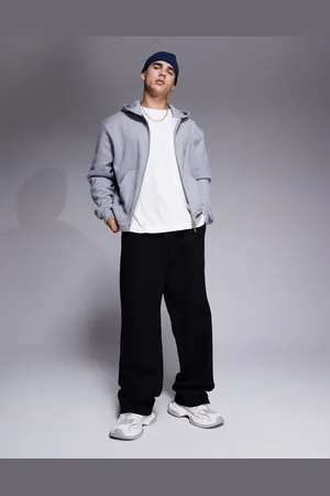 ASOS Joggers negros de pernera ancha de tejido grueso de 400 g/m2 premium de