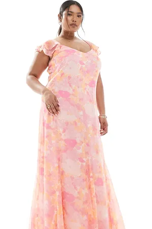 VERO MODA Vestido tobillero rosa con estampado floral difuminado y mangas fluidas Smilla de