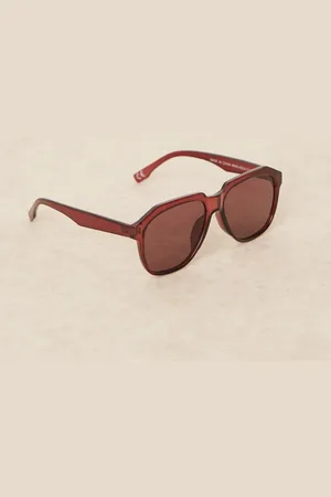 ASOS Gafas de sol burdeos oscuro redondas con lentes burdeos de