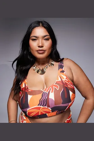 ASOS Top de bikini corto con Ava de ASOS DESIGN Curve-Multicolor