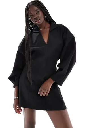 ASOS Vestido corto de manga corta estilo cocoon con cuello de solapas de