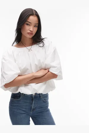 ARKET Top con bajo abullonado de popelina de -Negro