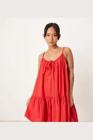 JDY Vestido corto con bajo de sobrefalda de