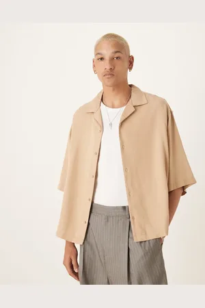 ASOS Camisa de corte cuadrado extragrande con cuello de solapas premium de -Neutro