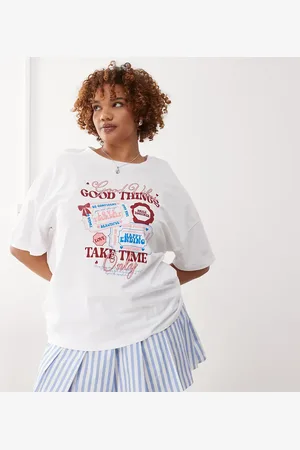 Noisy May Camiseta blanca extragrande con estampado "Good Things" de