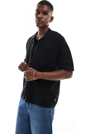 JACK & JONES Camisa negra de croché de
