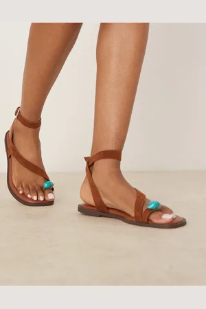 ASOS Sandalias de dedo tostadas con diseño de tiras Florrie de -Marrón