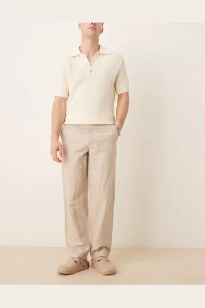 MANGO Pantalones de pernera recta de mezcla de lino Fran de -Neutro