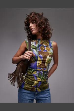 Topshop Top sin mangas con estampado abstracto de