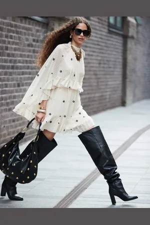ASOS Botas por encima de la rodilla negras con tacón de cuero premium Kiki de -Negro