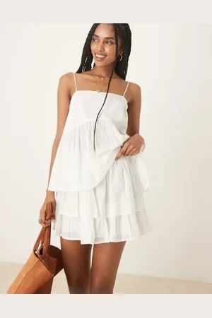ASOS Falda blanca con volantes escalonados de