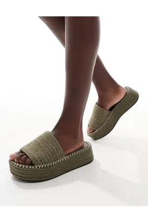 ASOS Sandalias beis estilo alpargatas sin cierres con plataforma plana Jordyn de -Verde