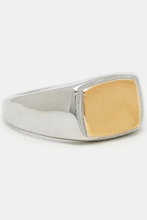 ASOS Anillo y dorado pulido tipo sello con diseño doble de acero inoxidable resistente al agua de