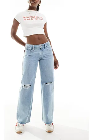Hollister Vaqueros holgados de talle bajo con acabado y bajos sin rematar de -Azul