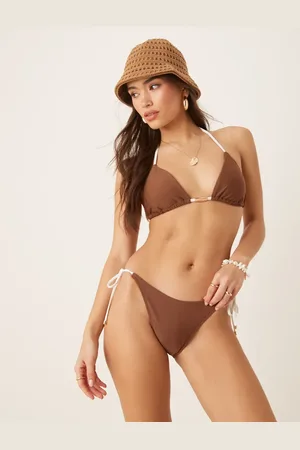 Abercrombie & Fitch Braguitas de bikini brasileñas marrones anudadas a los laterales de (parte de un conjunto)