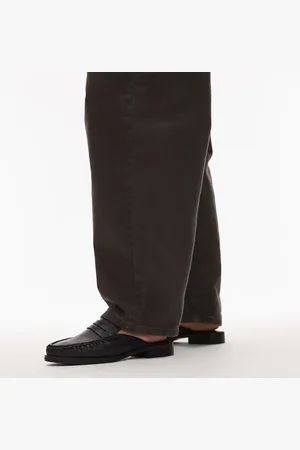 Topshop Mules negros planos de cuero Anna de